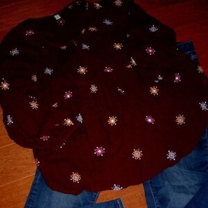 Old Navy Maroon Geometric Top